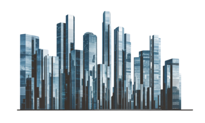 Sleek Skyscrapers Reflecting a Bustling Urban Landscape