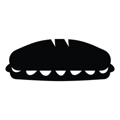 sandwich vector silhouette icon, black and white illustration of food.