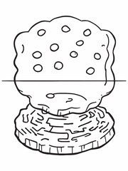 biscuits line art simple minimalist black and white.eps