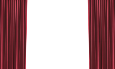 Elegant Red Curtains Partially Open to Bright Background