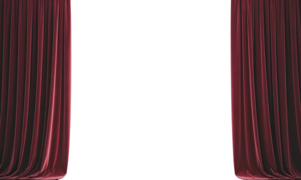 Elegant Red Curtains Partially Open to Bright Background