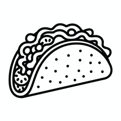 Delicious Single Taco Line Art Illustration for Menu Design