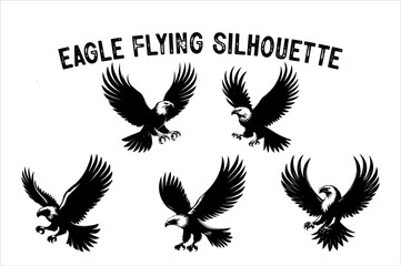 Obraz premium Flying Eagle Silhouette Vector on White Background.