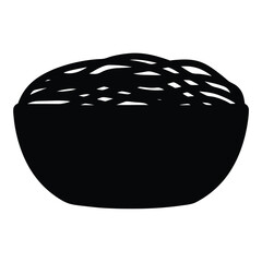 spaghetti vector silhouette icon, black and white illustration of food.