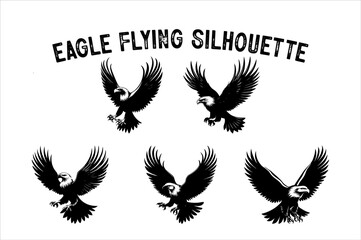 Flying Eagle Silhouette Vector on White Background.