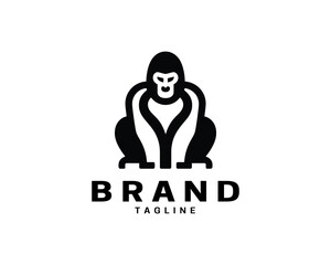 Unique gorilla logo design in black and white tones