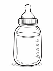 Blue baby bottle filled with milk simple design.eps