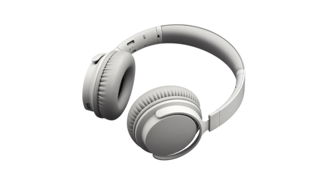 Modern White Wireless Headphones on Plain Background
