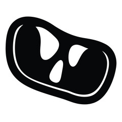 steak vector silhouette icon, black and white illustration of food.