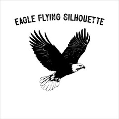 Fototapeta premium Flying Eagle Silhouette Vector on White Background.