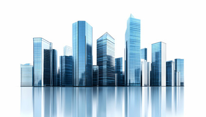 Obraz premium Modern City Skyline Glass Buildings