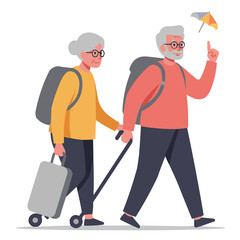 Active elderly on vacation.