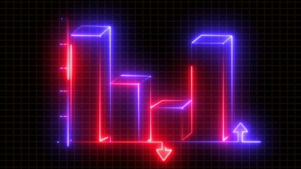"Dynamic Neon Market Graph Animation – Data Fluctuation Visualization Business Success Line Chart on Grid Background 4K" - Powered by Adobe