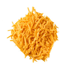 grated cheddar cheese  isolated on a white background.