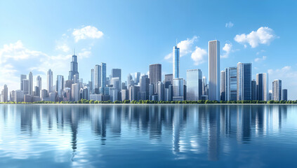 Fototapeta premium Chicago Skyline Reflection Cityscape