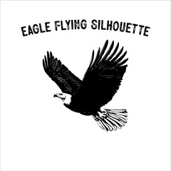 Flying Eagle Silhouette Vector on White Background.