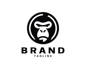 Gorilla head logo illustration in modern flat art