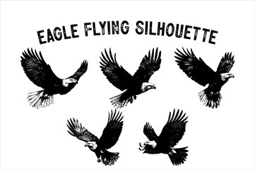 Flying Eagle Silhouette Vector on White Background.