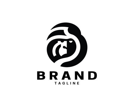Gorilla head logo bold icon in clean flat tones