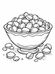 Bowl of Pistachios Line Art Creative White Background.eps