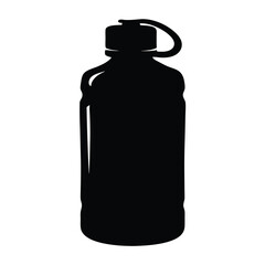water bottle vector silhouette icon, black and white illustration of food.