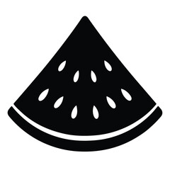 watermelon slice vector silhouette icon, black and white illustration of food.