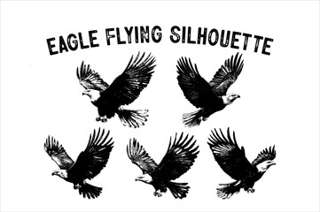 Flying Eagle Silhouette Vector on White Background.
