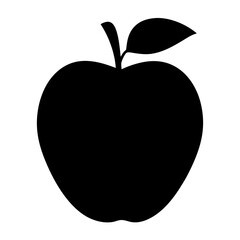 apple vector silhouette icon, black and white illustration of food.