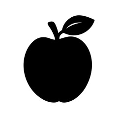 apple vector silhouette icon, black and white illustration of food.