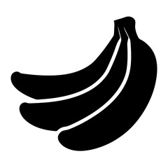 banana vector silhouette icon, black and white illustration of food.