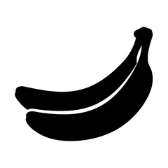 banana vector silhouette icon, black and white illustration of food.