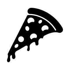 cheese pizza vector silhouette icon, black and white illustration of food.
