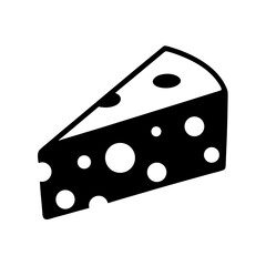 cheese wedge vector silhouette icon, black and white illustration of food.