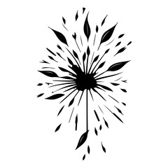 Obraz premium Abstract dandelion illustration with dispersed seeds, symbolic of freedom