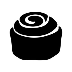 cinnamon roll vector silhouette icon, black and white illustration of food.