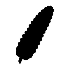 corn on the cob vector silhouette icon, black and white illustration of food.