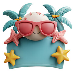 Fototapeta premium Summer Beach 3D Render Icon Vacation.
