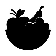 fruit salad vector silhouette icon, black and white illustration of food.