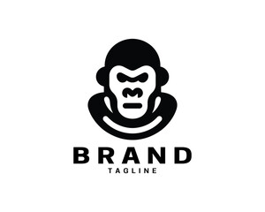 Gorilla head logo clean vector in mono tones
