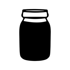 honey jar vector silhouette icon, black and white illustration of food.