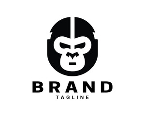 Gorilla head logo monochrome in bold flat look