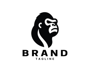 Gorilla head logo art in flat modern design