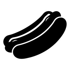 hot dog vector silhouette icon, black and white illustration of food.