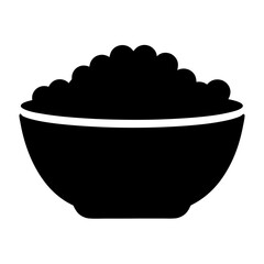 guacamole bowl vector silhouette icon, black and white illustration of food.
