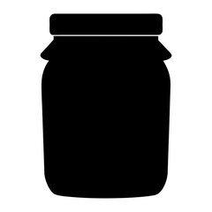 honey jar vector silhouette icon, black and white illustration of food.