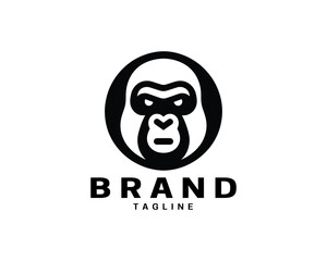 Gorilla head logo concept in minimal flat form