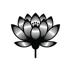 Elegant Black and White Lotus Flower Illustration Design