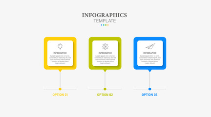 Vector business infographic template with icons and 3 options, steps, parts. Presentation elements for infographics.