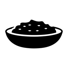 mashed potatoes vector silhouette icon, black and white illustration of food.