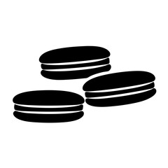 macarons vector silhouette icon, black and white illustration of food.